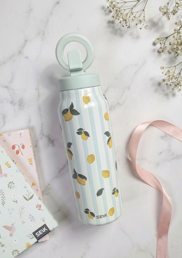 2-in-1 Thermos-juomapullo magneettisella puhelinpidikkeellä – Sitruunat