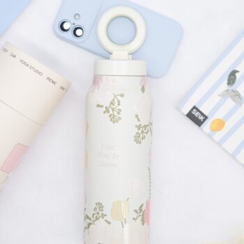 2-in-1 Thermos-juomapullo magneettisella puhelinpidikkeellä – Aika puhjeta kukkaan